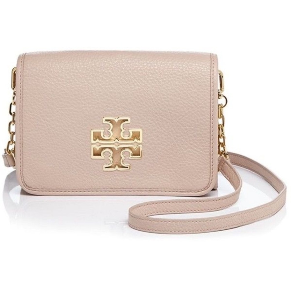 Tory Burch Britten Convertible Pebbled Leather Crossbody Bag